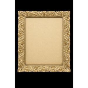 Large Vintage Ornate Gold White Filigree Metal Picture Frame With Glass Tabletop